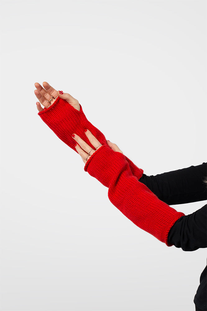 Manicotti In Cashmere 100% Prettystern - Scaldabraccia Medio-Lunghi Senza Dita - Foto 5