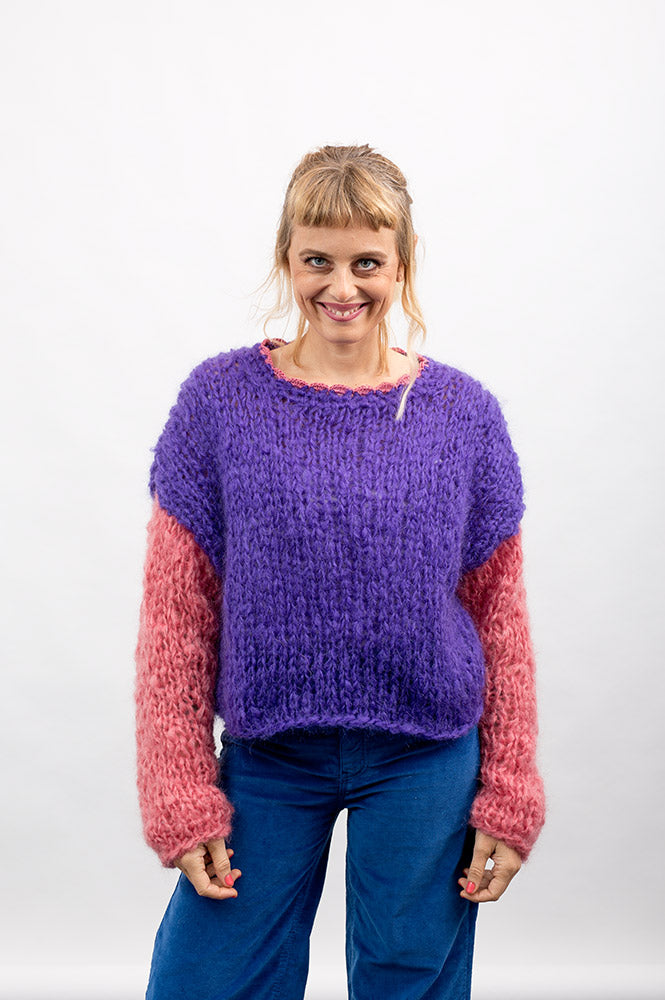 MAGLIONE (girocollo con bordo uncinetto) ANEMONE – FLUFFY