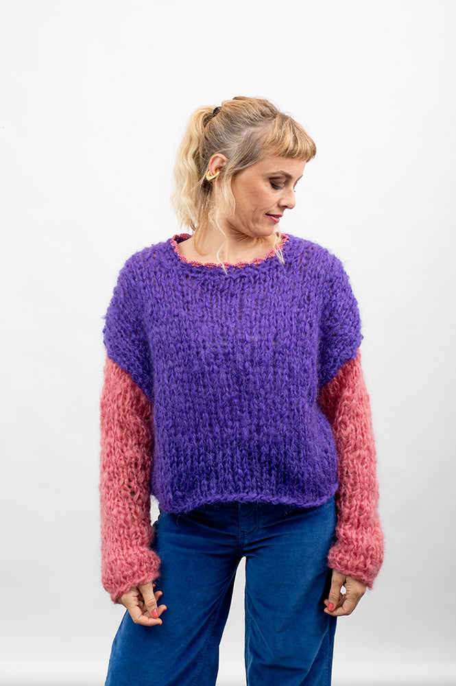 MAGLIONE (girocollo con bordo uncinetto) ANEMONE – FLUFFY